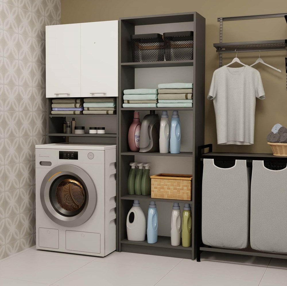 6-Szafka Łazienkowa na Pralkę POLA DK ANTRACYT BIEL Regał Słupek 180X64X30-6