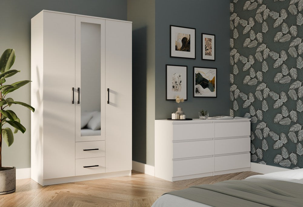 2-Szafa ROMANA 120 Z Lustrem BIAŁA-2