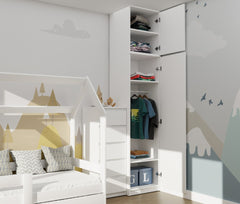 Wardrobe with Top Section SD-50 Doors Shelves MAT WHITE for Dressing Room Office Room