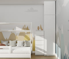 Wardrobe with Top Section SD-50 Doors Shelves MAT WHITE for Dressing Room Office Room