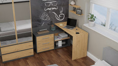 DANY Corner Desk Set ANTHRACITE / ARTISAN OAK + DRIFT BLACK Chair