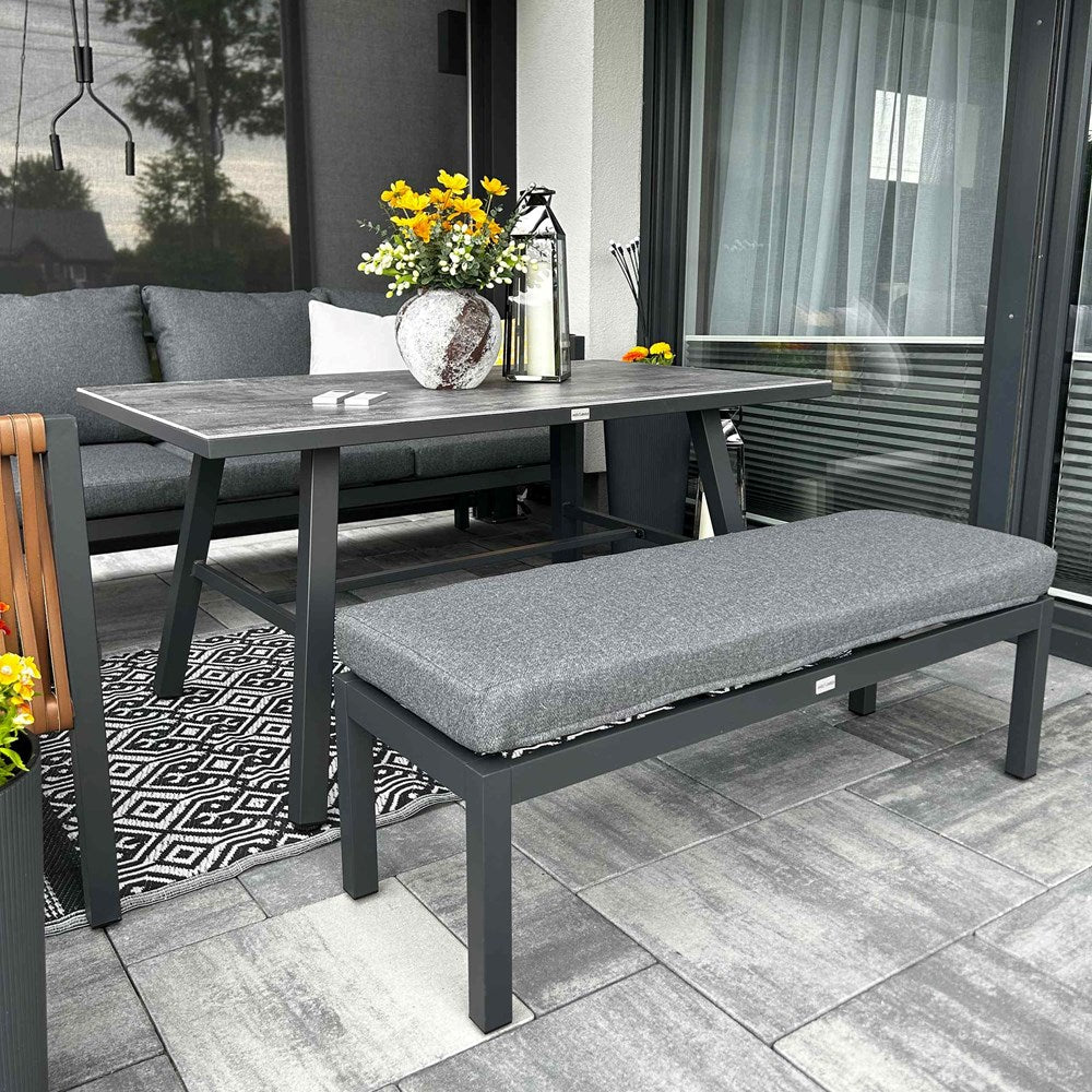 3-Zestaw Mebli Ogrodowych Jadalnianych TEXAS Narożny dla 6 Osób Sofa Stół Ławka SZARY-3