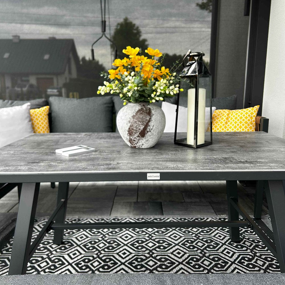 4-Zestaw Mebli Ogrodowych Jadalnianych TEXAS Narożny dla 6 Osób Sofa Stół Ławka SZARY-4