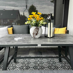 4-Zestaw Mebli Ogrodowych Jadalnianych TEXAS Narożny dla 6 Osób Sofa Stół Ławka SZARY-4