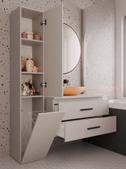 Bathroom Sink Cabinet NEL 80 Wall-Mounted 2 Drawers CASHMERE BEIGE