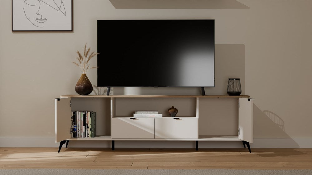 3-Szafka RTV CORDOBA 2S2S Kaszmir Beż Dąb Castello Szafka Pod TV 2 Szuflady-3