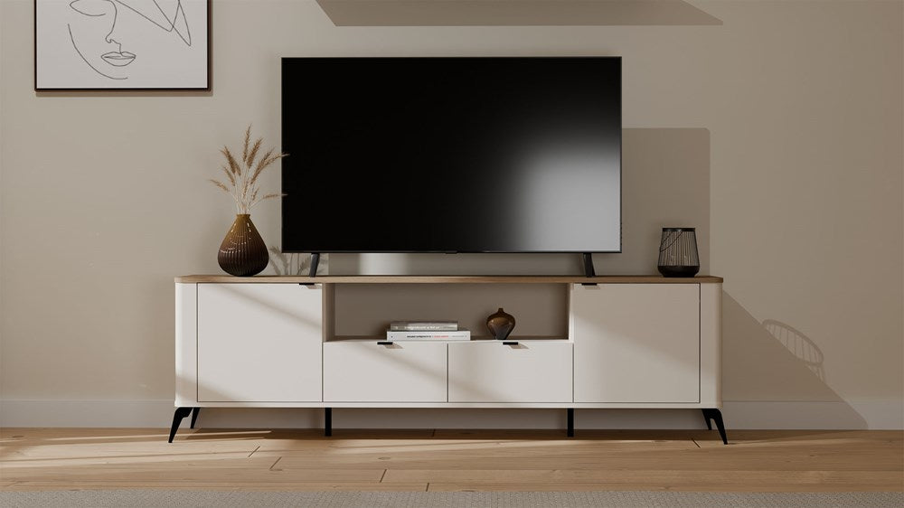 5-Szafka RTV CORDOBA 2S2S Kaszmir Beż Dąb Castello Szafka Pod TV 2 Szuflady-5