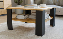 2-Stolik Kawowy Z Półką Pod Blatem SQUARE DĄB ARTISAN CZARNY Ława Do Salonu Pokoju-2