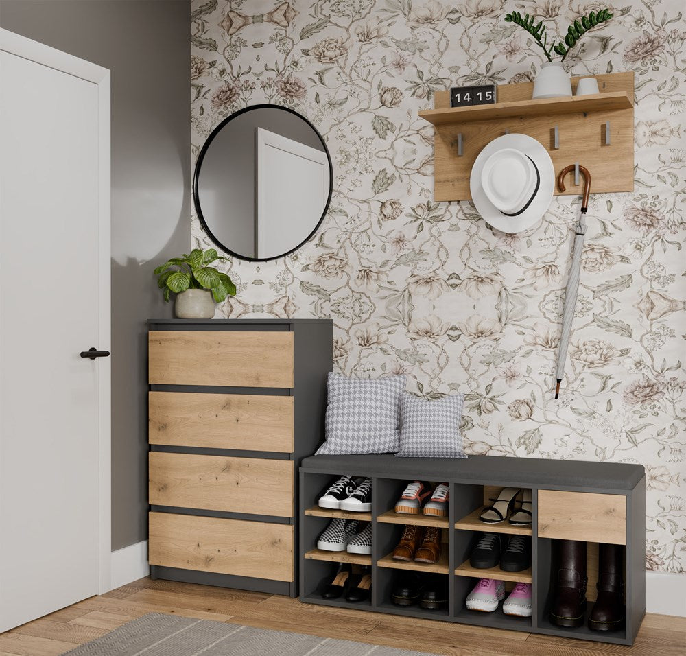 2-Szafka Na Obuwie Buty Otwarta TALLIN ANTRACYT DĄB ARTISAN Do Przedpokoju-2