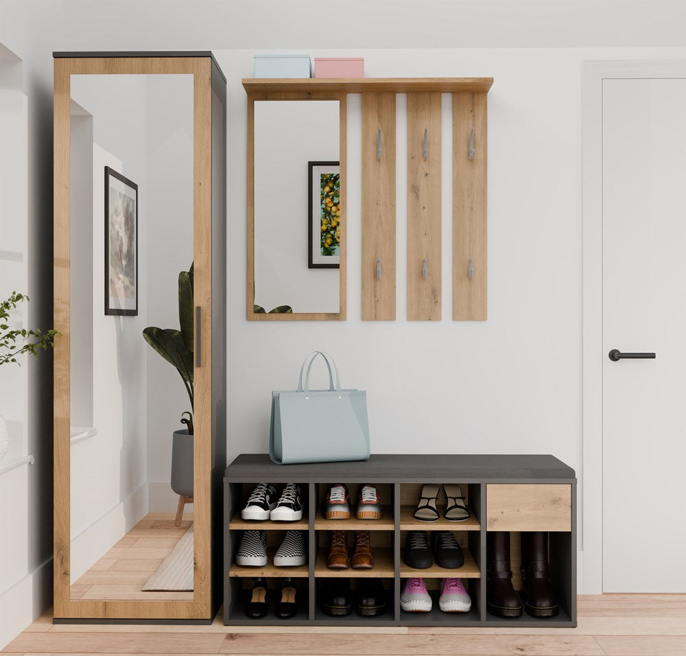 3-Szafka Na Obuwie Buty Otwarta TALLIN ANTRACYT DĄB ARTISAN Do Przedpokoju-3