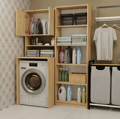 MUEBLE DE BAÑO COLUMNA POLA MULTI encima lavadora ESTANTE ROBLE ARTISAN