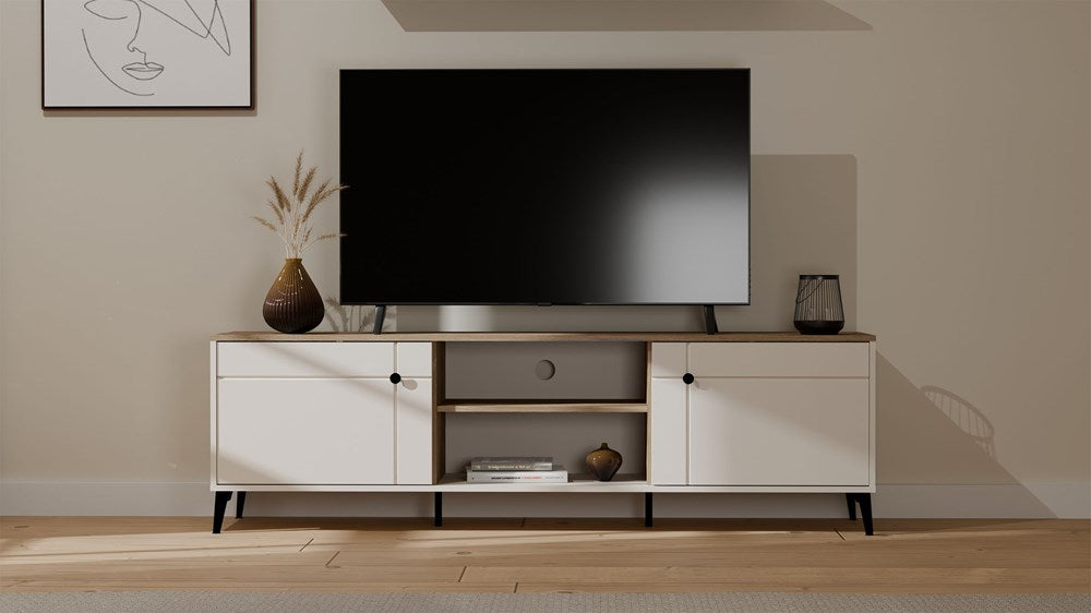 7-Szafka RTV POINT 2D Kaszmir Beż Dąb Castello Szafka Pod TV 2 Drzwi-7