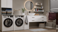 4-Szafka Na Pralkę Łazienkowa Z Szafką Z Drzwiami POLA NP 1D BIEL 2 Półki-4