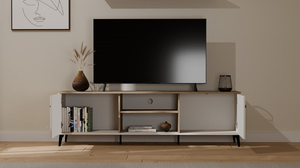 5-Szafka RTV POINT 2D Kaszmir Beż Dąb Castello Szafka Pod TV 2 Drzwi-5