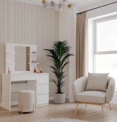 2-Toaletka MARINA 4P LUSTRO MIJAS PRAWE 4 Szuflady 4 Półki BIAŁA Do Sypialni-2