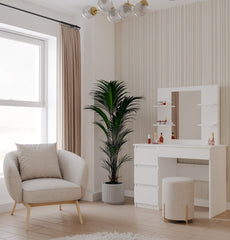 2-Toaletka MARINA 4P LUSTRO MIJAS LEWE 4 Szuflady 4 Półki BIAŁA Do Sypialni-2