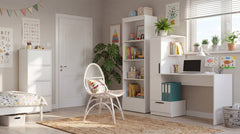 Office Furniture Set Desk Cosmo + Chest of Drawers Alma + Shelf Palermo WHITE for the Room
