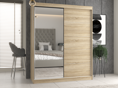 Iga Wardrobe 160 A/C SONOMA OAK 1 x Mirror with Grids For Bedroom Hallway