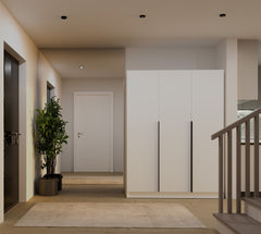SENSO 3D Wardrobe 150 CM 3 Doors Black Handles for Living Room Bedroom WHITE