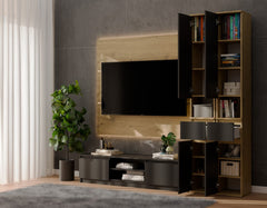 LIOR 2D1S DĄB ARTISAN / BLACK Column Cabinet with Drawer for Office Room