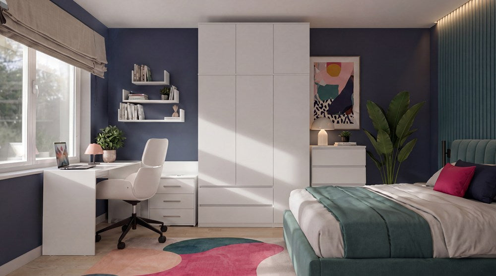 Malwa SS-90 Wardrobe with Top Unit WHITE for Dressing Room