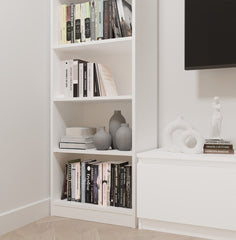 Conjunto de mobiliario de oficina Escritorio Chester + Estante superior 120 + Cajonera M3 + Estantería Rimini BLANCO