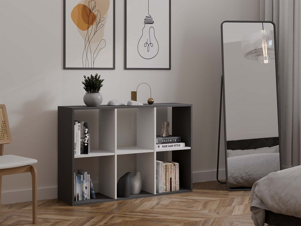 3-Regał Malax 2X3 ANTRACYT BIAŁY-3