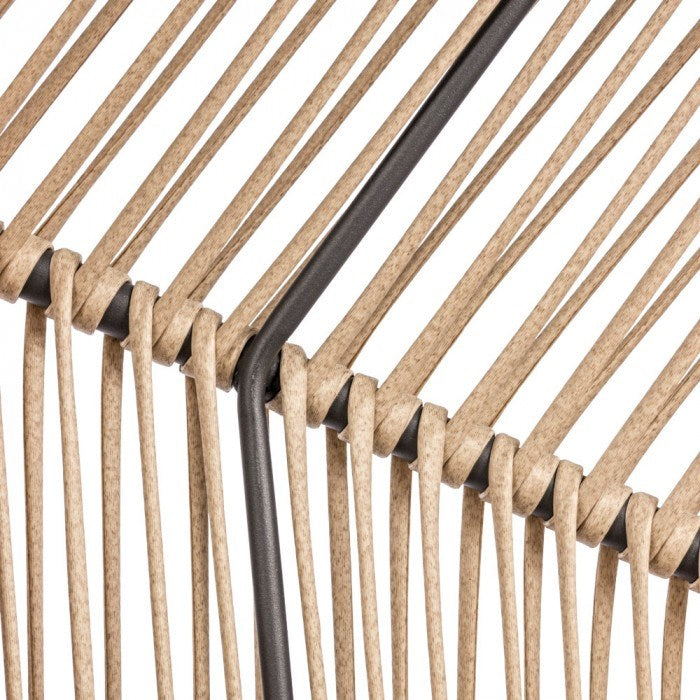 12-Fotel HOLAND Ogrodowy z Poduszką Rattanowy Stalowy 142 cm BEŻOWY-12