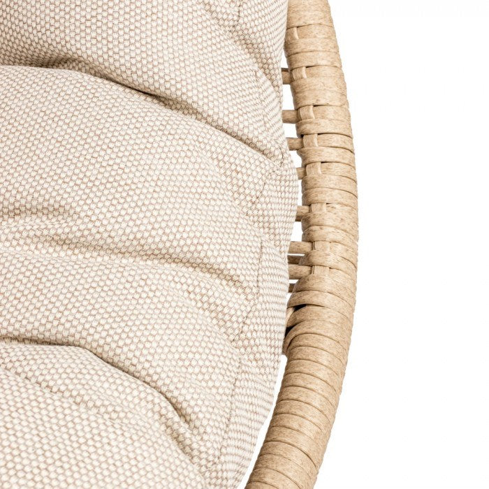 13-Fotel HOLAND Ogrodowy z Poduszką Rattanowy Stalowy 142 cm BEŻOWY-13